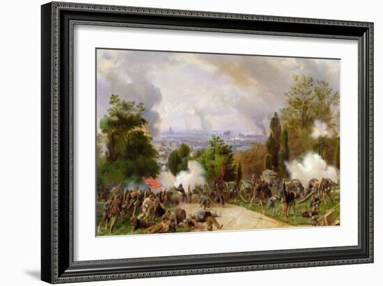 Fighting in the Cemetary of Pere Lachaise in 1871 (Oil on Canvas)-Felix Philippoteaux-Framed Giclee Print
