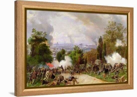 Fighting in the Cemetary of Pere Lachaise in 1871 (Oil on Canvas)-Felix Philippoteaux-Framed Premier Image Canvas