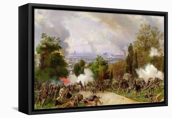 Fighting in the Cemetary of Pere Lachaise in 1871 (Oil on Canvas)-Felix Philippoteaux-Framed Premier Image Canvas