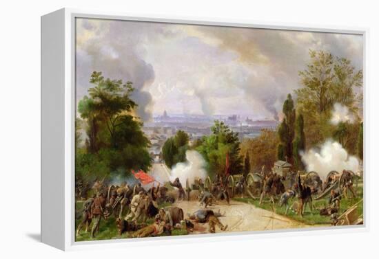 Fighting in the Cemetary of Pere Lachaise in 1871 (Oil on Canvas)-Felix Philippoteaux-Framed Premier Image Canvas