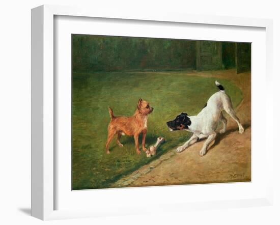 Fighting over a Bone-John Emms-Framed Giclee Print