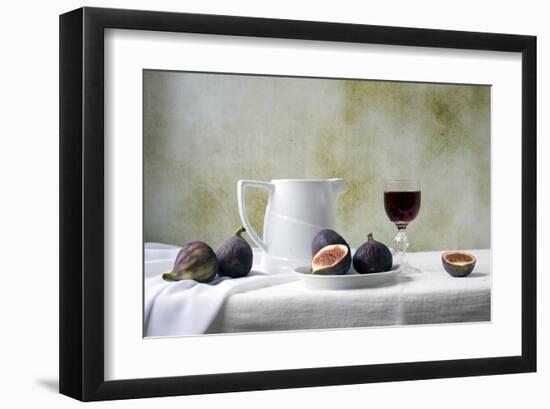 Figs and Red Wine Still Life-null-Framed Art Print