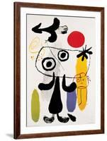 Figur Gegen Rote Sonne II, c. 1950-Joan Miro-Framed Art Print