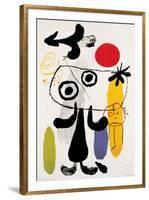 Figur Gegen Rote Sonne II, c. 1950-Joan Miro-Framed Art Print