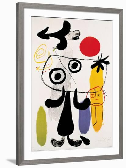 Figur Gegen Rote Sonne II, c. 1950-Joan Miro-Framed Art Print