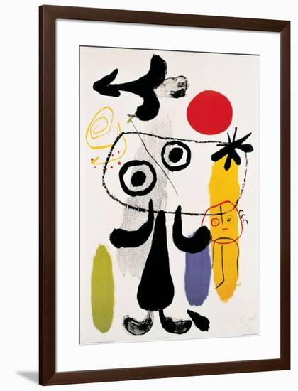 Figur Gegen Rote Sonne II, c. 1950-Joan Miro-Framed Art Print