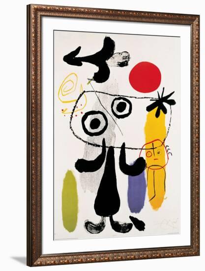 Figur Gegen Rote Sonne II, c. 1950-Joan Miro-Framed Art Print