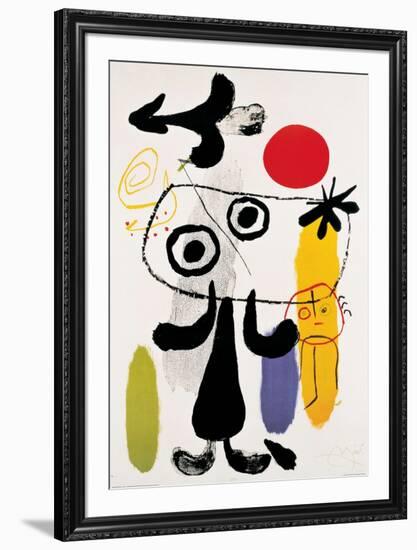 Figur Gegen Rote Sonne II, c. 1950-Joan Miro-Framed Art Print