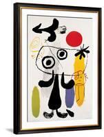 Figur Gegen Rote Sonne II, c. 1950-Joan Miro-Framed Art Print
