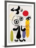 Figur Gegen Rote Sonne II, c. 1950-Joan Miro-Framed Art Print