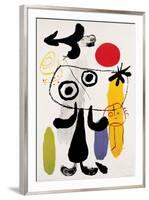Figur Gegen Rote Sonne II, c. 1950-Joan Miro-Framed Art Print