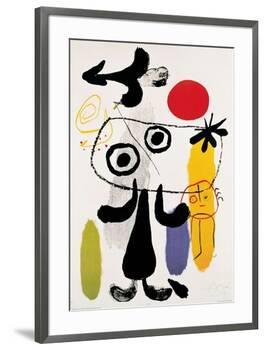 Figur Gegen Rote Sonne II, c. 1950-Joan Miro-Framed Art Print
