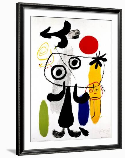 Figur Gegen Rote Sonne II, c. 1950-Joan Miro-Framed Art Print