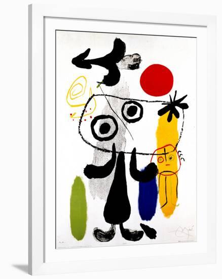 Figur Gegen Rote Sonne II, c. 1950-Joan Miro-Framed Art Print