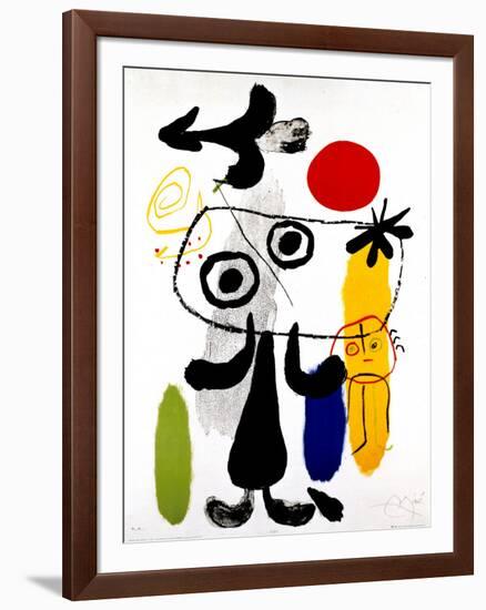 Figur Gegen Rote Sonne II, c. 1950-Joan Miro-Framed Art Print