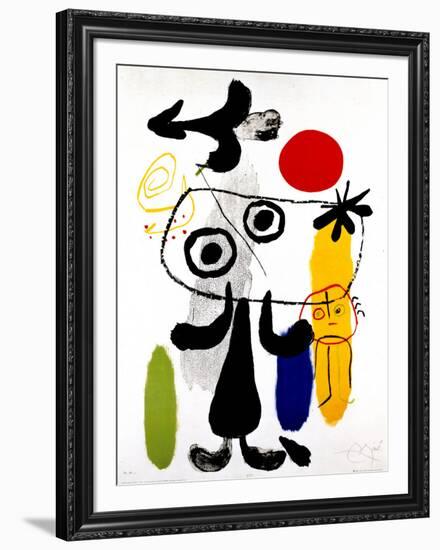 Figur Gegen Rote Sonne II, c. 1950-Joan Miro-Framed Art Print