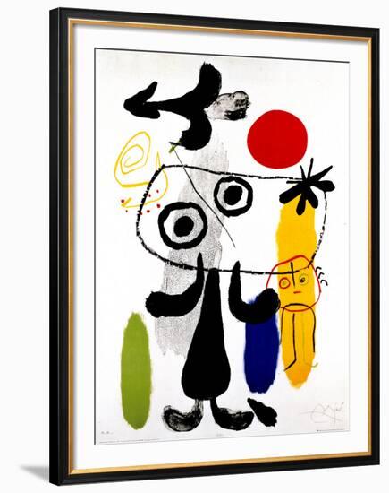 Figur Gegen Rote Sonne II, c. 1950-Joan Miro-Framed Art Print