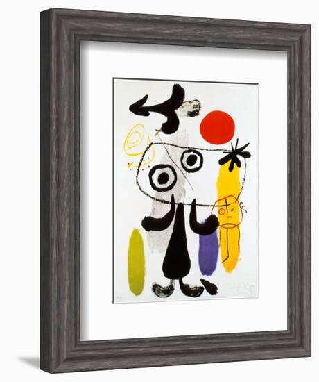 Figur Gegen Rote Sonne II, c. 1950-Joan Miro-Framed Art Print