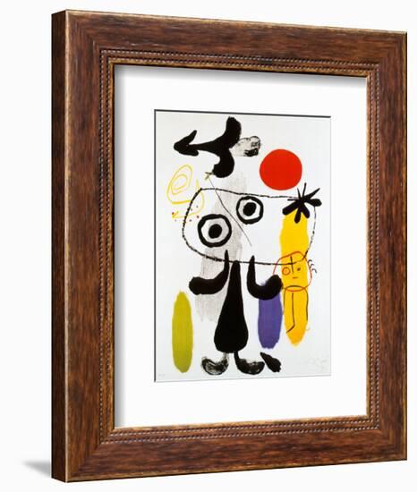 Figur Gegen Rote Sonne II, c. 1950-Joan Miro-Framed Art Print