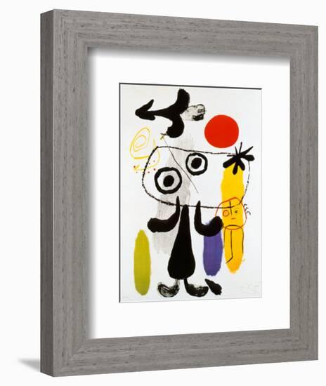 Figur Gegen Rote Sonne II, c. 1950-Joan Miro-Framed Art Print