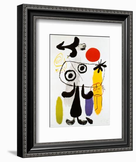 Figur Gegen Rote Sonne II, c. 1950-Joan Miro-Framed Art Print