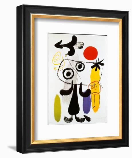 Figur Gegen Rote Sonne II, c. 1950-Joan Miro-Framed Art Print