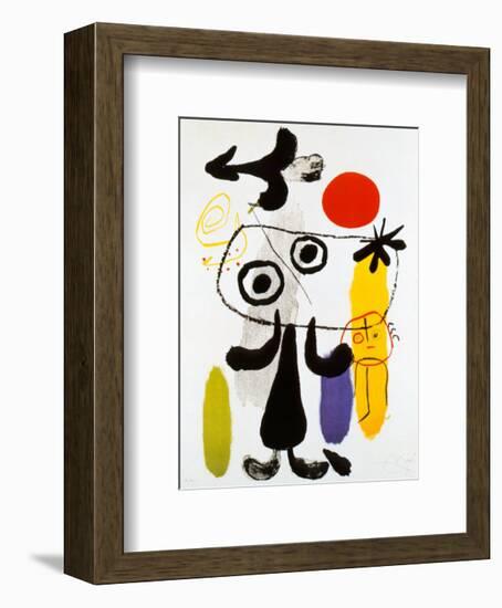 Figur Gegen Rote Sonne II, c. 1950-Joan Miro-Framed Art Print