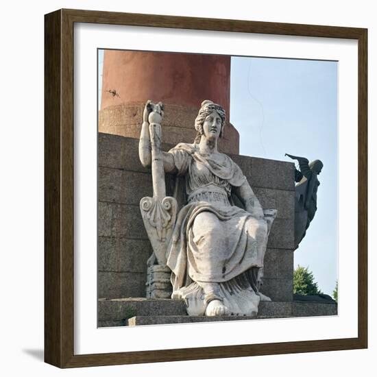 Figure at the base of the Rostral Pillar on Vassilievsky Island. Artist: Unknown-Unknown-Framed Giclee Print