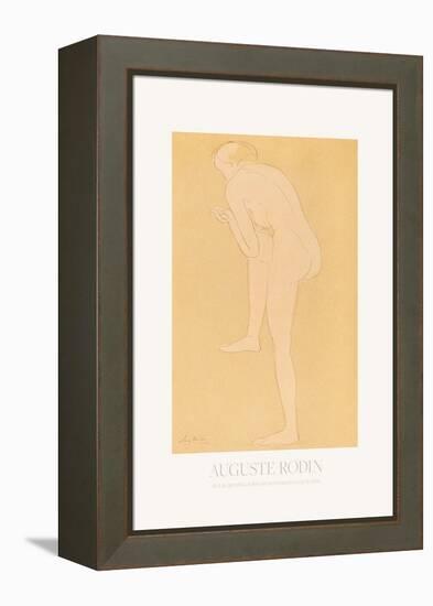 Figure Bending Forward with right Knee Raised-Auguste Rodin-Framed Premier Image Canvas
