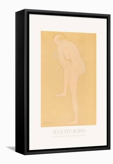 Figure Bending Forward with right Knee Raised-Auguste Rodin-Framed Premier Image Canvas