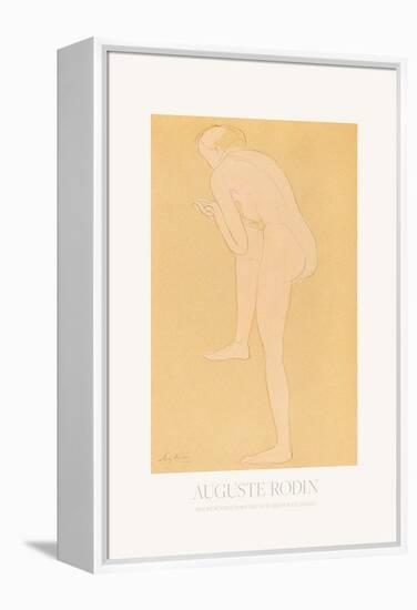 Figure Bending Forward with right Knee Raised-Auguste Rodin-Framed Premier Image Canvas