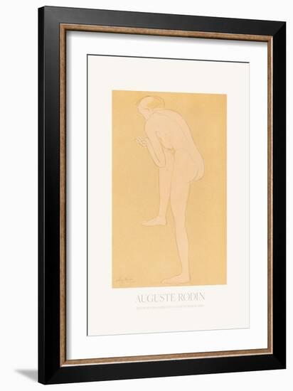 Figure Bending Forward with right Knee Raised-Auguste Rodin-Framed Giclee Print