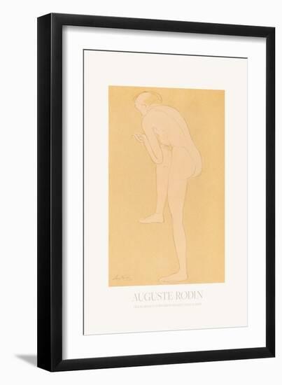 Figure Bending Forward with right Knee Raised-Auguste Rodin-Framed Giclee Print