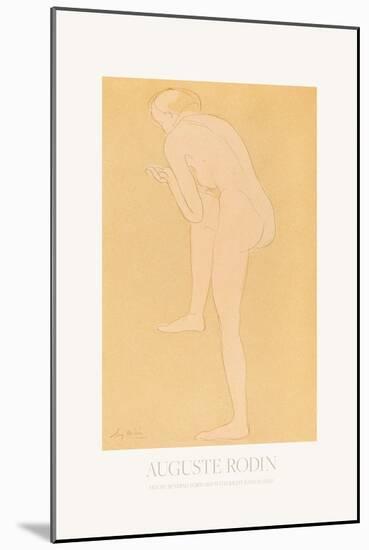 Figure Bending Forward with right Knee Raised-Auguste Rodin-Mounted Giclee Print