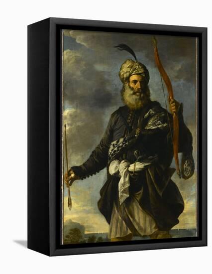 Figure de guerrier oriental tenant un arc-Pier Francesco Mola-Framed Premier Image Canvas