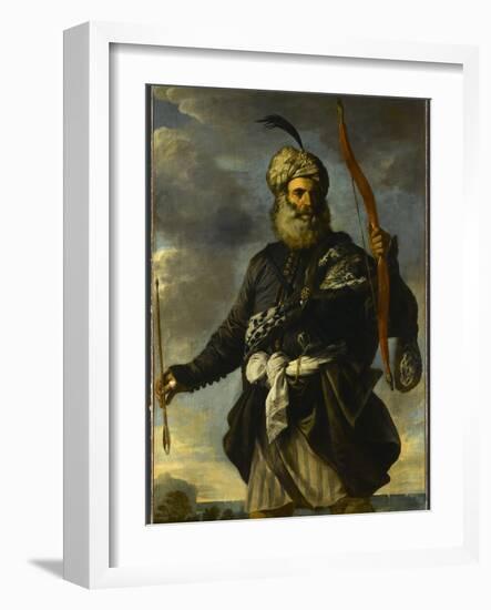 Figure de guerrier oriental tenant un arc-Pier Francesco Mola-Framed Giclee Print