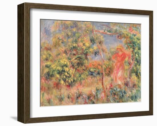 Figure in a Garden, 1917 (Oil on Canvas)-Pierre Auguste Renoir-Framed Giclee Print