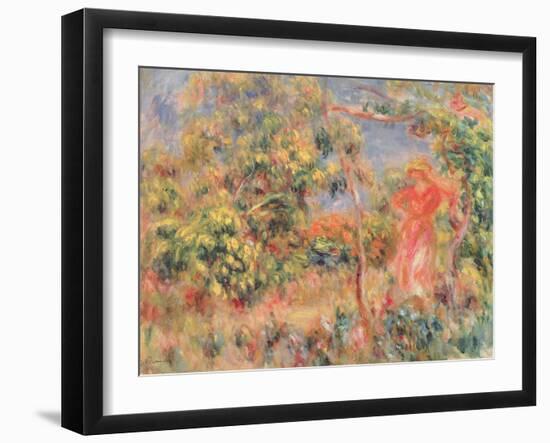 Figure in a Garden, 1917 (Oil on Canvas)-Pierre Auguste Renoir-Framed Giclee Print