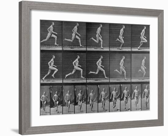 Figure in Different Running Positions-Eadweard Muybridge-Framed Photographic Print