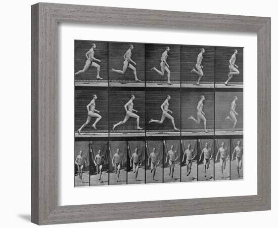 Figure in Different Running Positions-Eadweard Muybridge-Framed Photographic Print