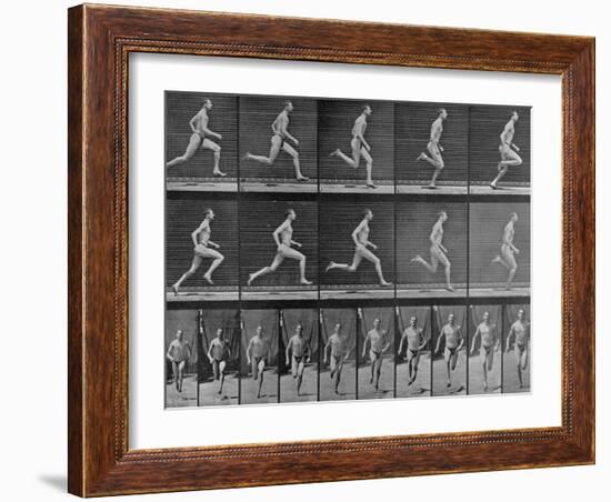 Figure in Different Running Positions-Eadweard Muybridge-Framed Photographic Print