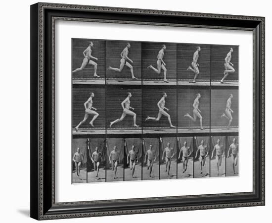 Figure in Different Running Positions-Eadweard Muybridge-Framed Photographic Print