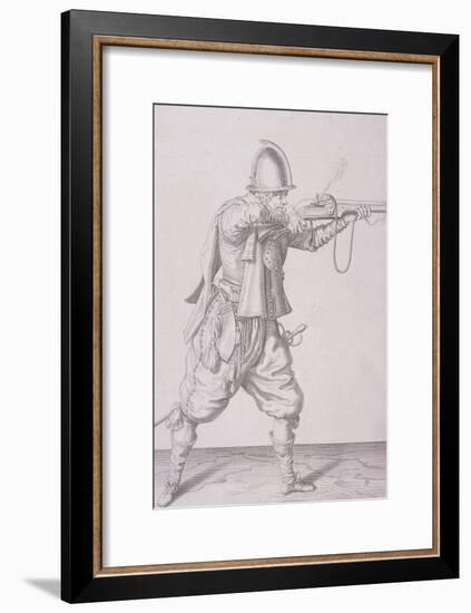 Figure in Military Clothing Firing a Musket and Wearing a Sword, 1607-null-Framed Giclee Print