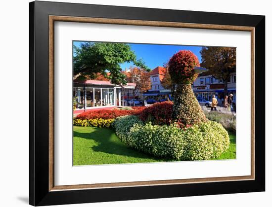 Figure made of Flowers on Bummelallee Alley, Bad Harzburg, Germany-null-Framed Art Print