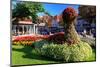 Figure made of Flowers on Bummelallee Alley, Bad Harzburg, Germany-null-Mounted Art Print