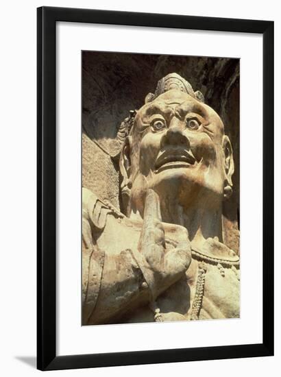 Figure of a Demon, Longmen Caves, Henan Province-null-Framed Photographic Print