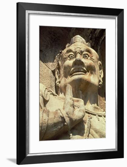 Figure of a Demon, Longmen Caves, Henan Province-null-Framed Photographic Print