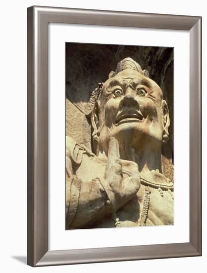 Figure of a Demon, Longmen Caves, Henan Province-null-Framed Photographic Print