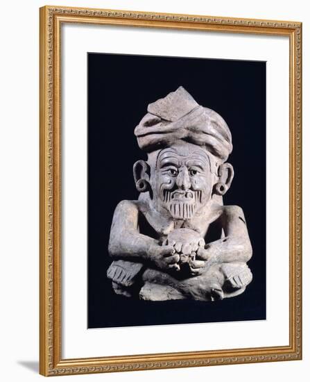 Figure of an Ancestor, Terracotta Artefact from Mexico-null-Framed Giclee Print
