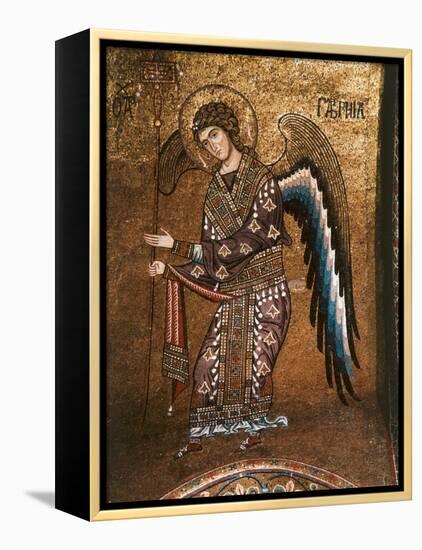 Figure of An Angel from 12th century Byzantine Mosaic on Cupola of the Martorana Church in Palermo-null-Framed Premier Image Canvas